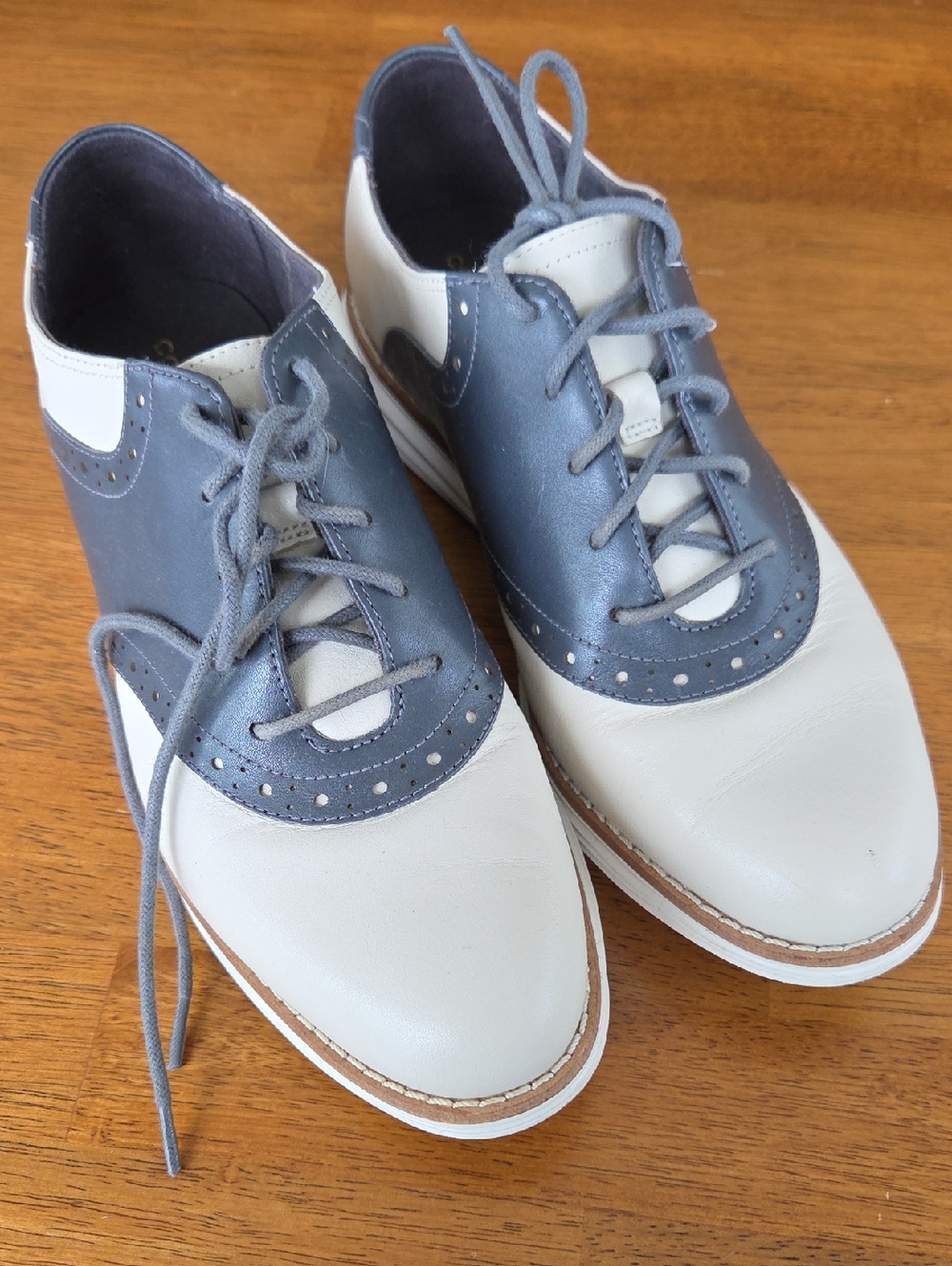 Cole Haan Gray and Navy Saddle Oxfords